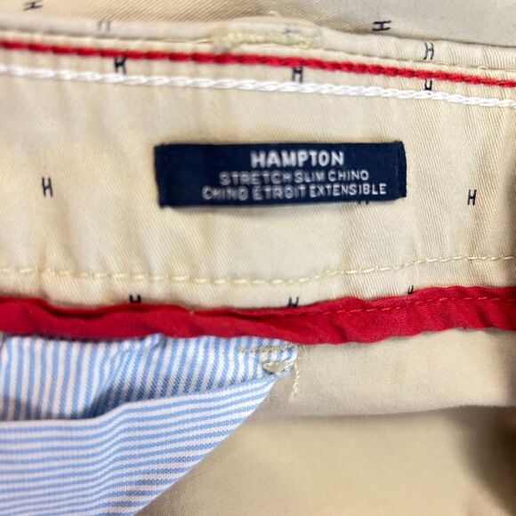 Tommy Hilfiger Hampton Tan "H" Pattern Stretch Slim Leg Chino Pants Size 16 - Picture 9 of 16